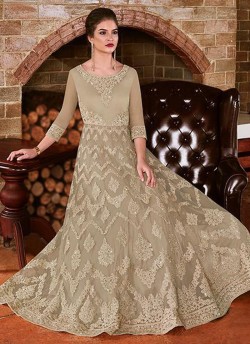 Beige Net Abaya Style Anarkali Blitz 4503 By Vipul Fashions SC/012718