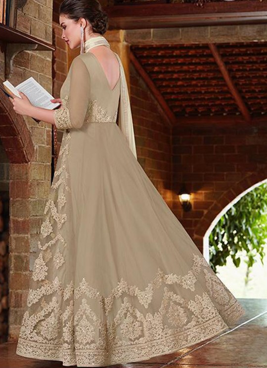 Beige Net Abaya Style Anarkali Blitz 4503 By Vipul Fashions SC/012718