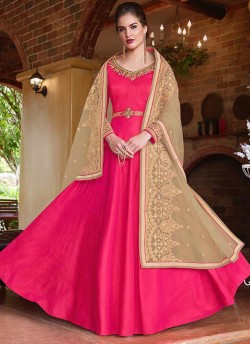 Pink Banarasi Silk Abaya Style Anarkali Blitz 4507 By Vipul Fashions SC/012722