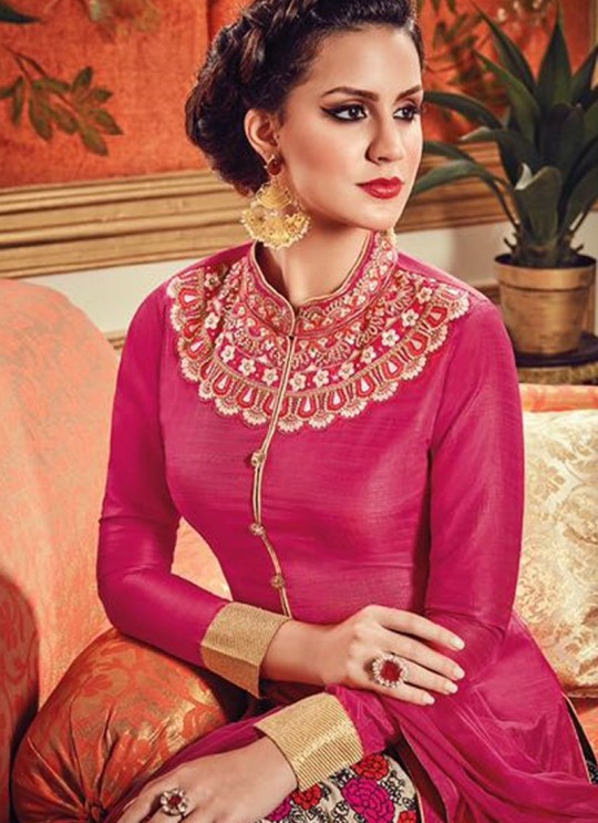 Pink Banarasi Silk Indo Western Suits Dcat-41 4102 By Vipul Fashions Sc/003310