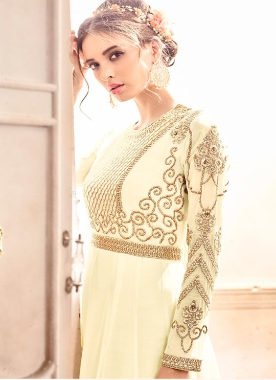 Cream Georgette Wedding Abaya Style Anarkali Mastani 1006 By Zaira SC/006853