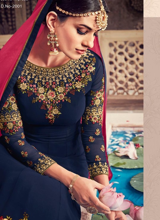 Blue Georgette Wedding Abaya Style Anarkali Noorjahan 2001 By Zaira SC/011531 Blue Georgette Wedding Abaya Style Anarkali Noorjahan 2001 By Zaira SC/011531
