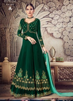 Green Georgette Wedding Floor Length Anarkali Noorjahan 2003 By Zaira SC/011533