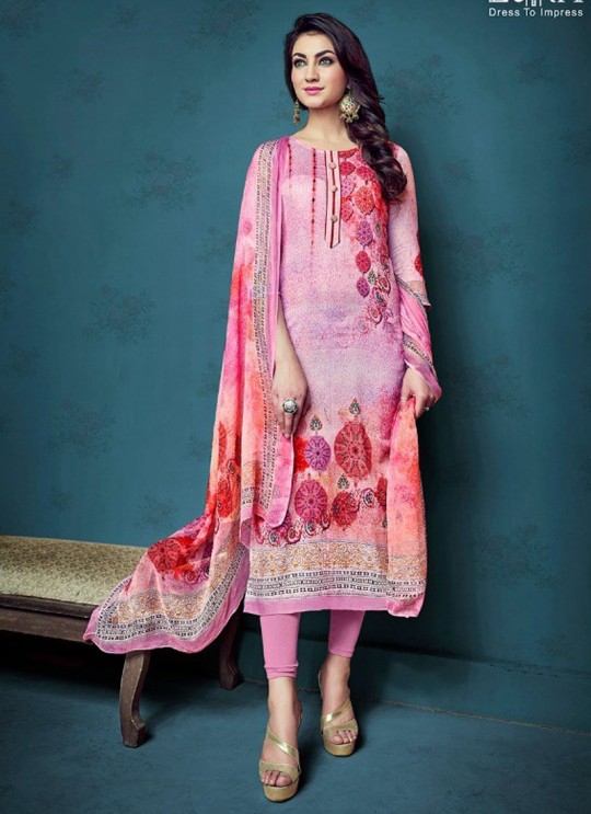 Pink Cotton Satin Festival Straight Cut Suit Shanaya 4001 By Zaira SC/010678