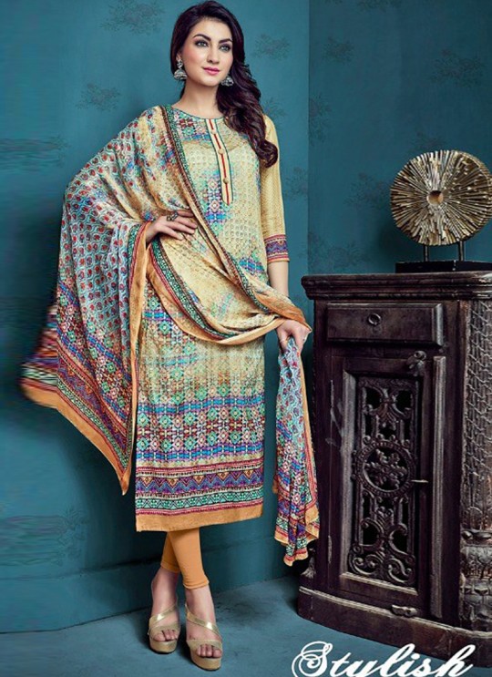 Multicolor Cotton Satin Festival Straight Cut Suit Shanaya 4002 By Zaira SC/010679