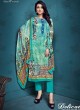 Turquoise Cotton Satin Festival Straight Cut Suit Shanaya 4005 By Zaira SC/010682