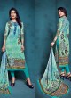 Turquoise Cotton Satin Festival Straight Cut Suit Shanaya 4005 By Zaira SC/010682