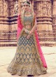 Grey Velvet A Line Bridal Lehenga Choli Zikkara Vol 9 10009 By Zikkra