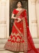 Red Pure Silk A-Line Lehenga For Bride Zikkara Vol 7 9001 By Zikkra