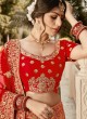 Red Pure Silk A-Line Lehenga For Bride Zikkara Vol 7 9001 By Zikkra Red Pure Silk A-Line Lehenga For Bride Zikkara Vol 7 9001 By Zikkra