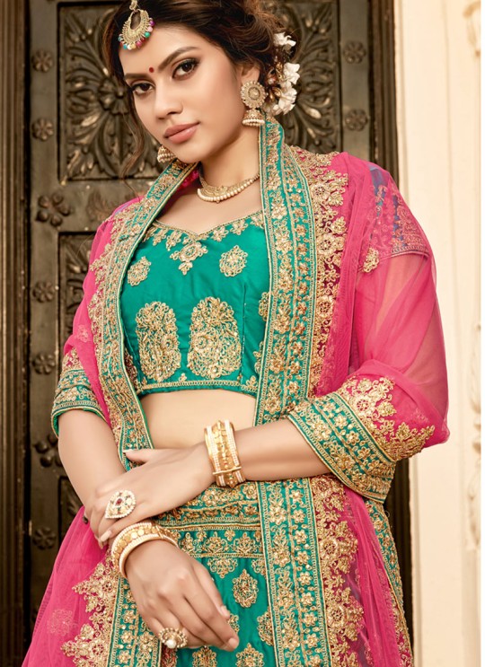 Green Pure Silk A-Line Lehenga For Bride Zikkara Vol 7 9002 By Zikkra Green Pure Silk A-Line Lehenga For Bride Zikkara Vol 7 9002 By Zikkra