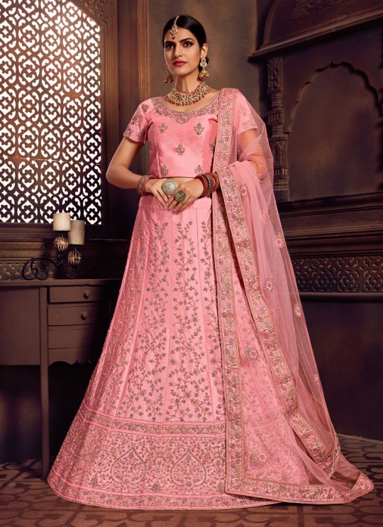 Pink Silk Embroidered A-Line Lehenga For Indian Brides Zikkra Vol 11 By Zikkra 11003