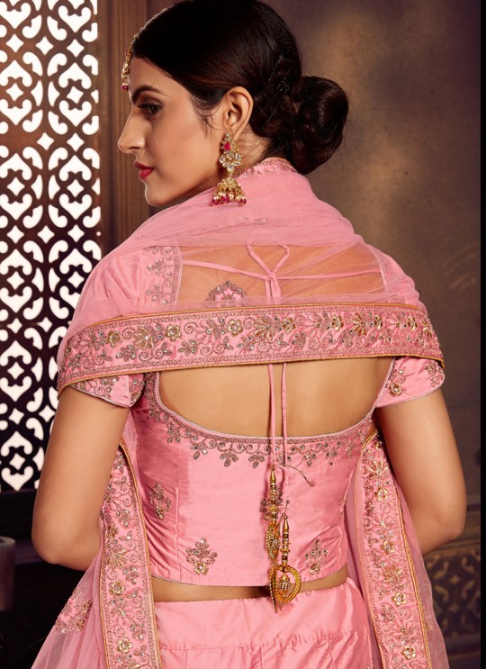Pink Silk Embroidered A-Line Lehenga For Indian Brides Zikkra Vol 11 By Zikkra 11003