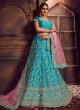Turquoise Silk Embroidered A-Line Lehenga For Indian Brides Zikkra Vol 11 By Zikkra 11005