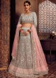 Grey Net Embroidered A-Line Lehenga For Indian Brides Zikkra Vol 11 By Zikkra 11006