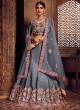 Grey Silk Embroidered A-Line Lehenga For Indian Brides Zikkra Vol 11 By Zikkra 11008