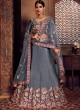 Grey Silk Embroidered A-Line Lehenga For Indian Brides Zikkra Vol 11 By Zikkra 11008