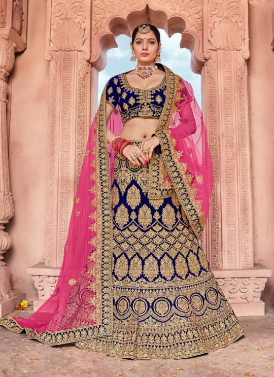 Blue Velvet Bridal A-Line Lehenga Zikkra Vol 12 By Zikkra 12004 Blue Velvet Bridal A-Line Lehenga Zikkra Vol 12 By Zikkra 12004