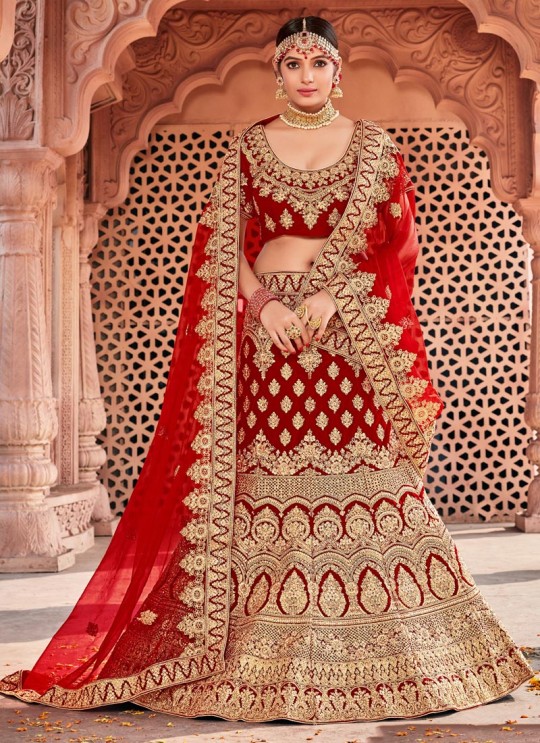 Red Velvet Bridal A-Line Lehenga Zikkra Vol 12 By Zikkra 12005 Red Velvet Bridal A-Line Lehenga Zikkra Vol 12 By Zikkra 12005