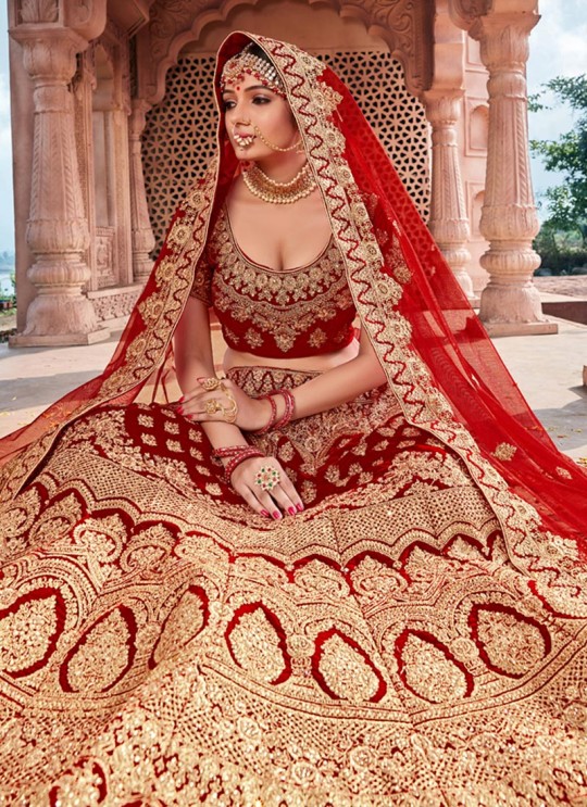 Red Velvet Bridal A-Line Lehenga Zikkra Vol 12 By Zikkra 12005 Red Velvet Bridal A-Line Lehenga Zikkra Vol 12 By Zikkra 12005