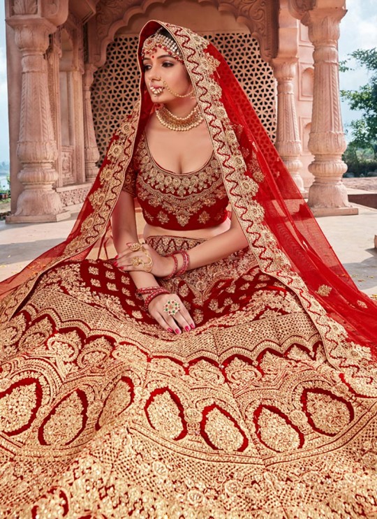 Red Velvet Bridal A-Line Lehenga Zikkra Vol 12 By Zikkra 12005