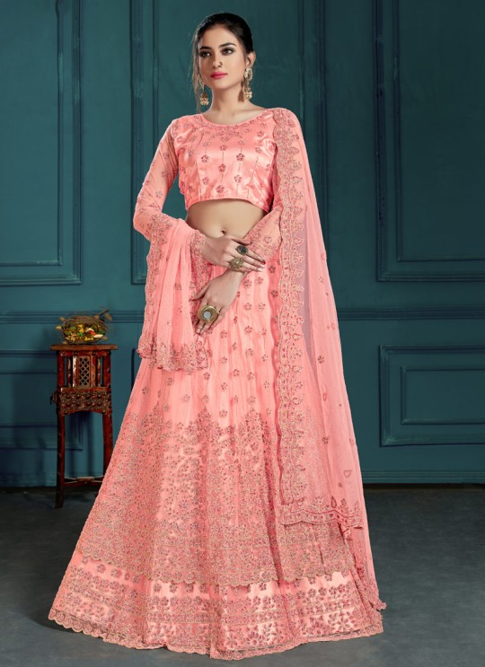 Zikkra Vol 15 By Kesari Exports 15002 Pink Net A-Line Bridal Lehenga Choli