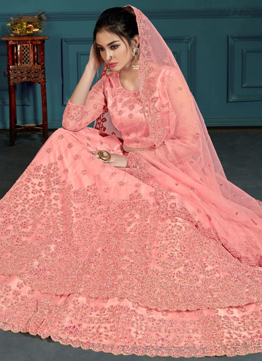 Zikkra Vol 15 By Kesari Exports 15002 Pink Net A-Line Bridal Lehenga Choli