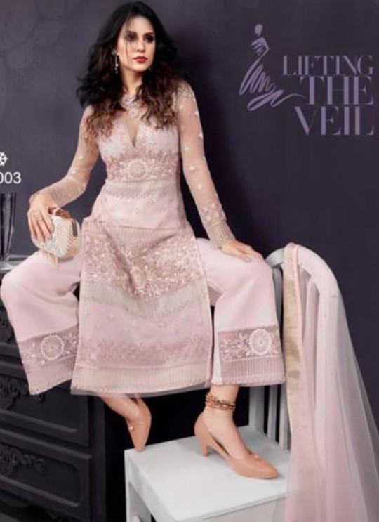 Pink Net Wedding Wear Pant Style Suit Ziona Emotions 25003 Set By Zoya SC/011104