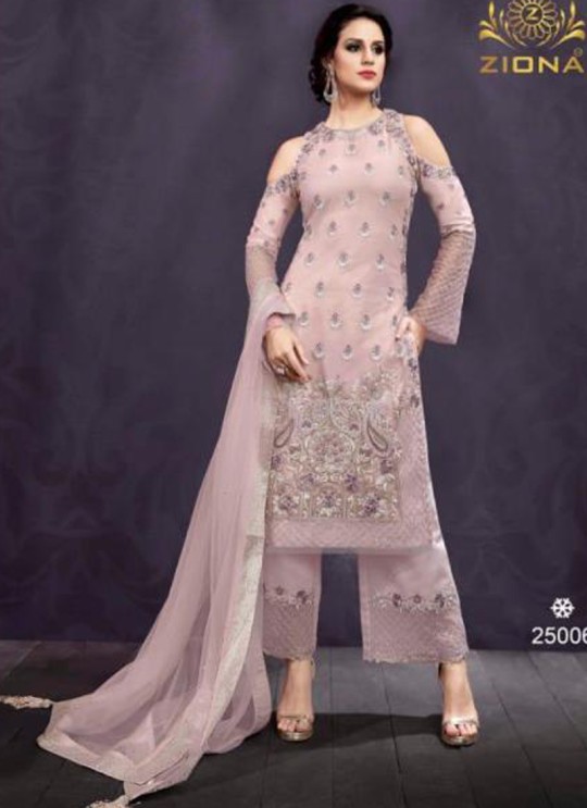 Pink Net Wedding Wear Pant Style Suit Ziona Emotions 25006 st By Zoya SC/012909