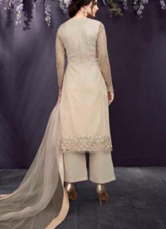 Beige Net Wedding Wear Pant Style Suit Ziona Emotions 25007 st By Zoya SC/012909