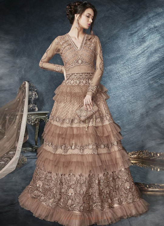 Beige Net Wedding Wear Gown Style Anarkali Celebrations 26001 By Zoya SC/012499 Beige Net Wedding Wear Gown Style Anarkali Celebrations 26001 By Zoya SC/012499