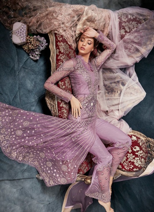 Purple Net Wedding Wear Designer Suit Celebrations 26002 By Zoya SC/012500