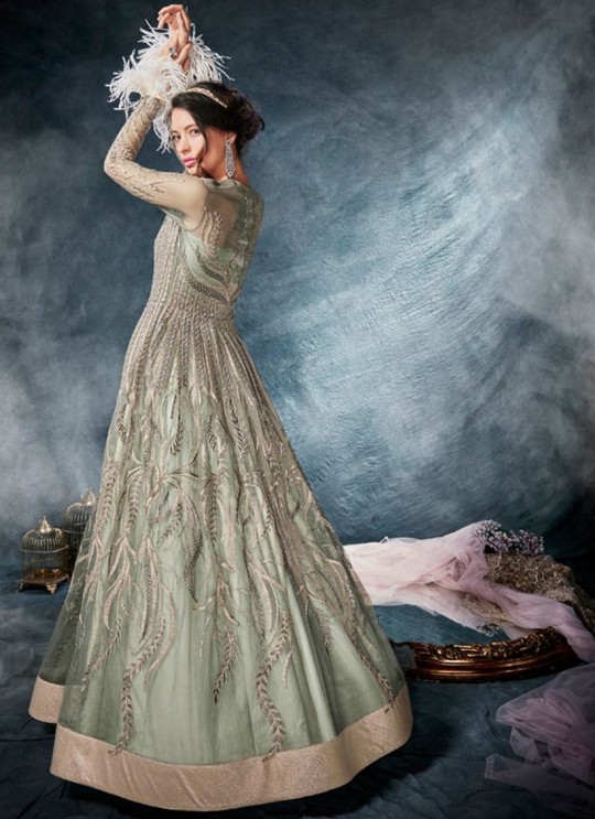 Pista Green Net Wedding Wear Floor Length Anarkali Celebrations 26003 By Zoya SC/012501