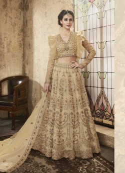 Beige Net Wedding Wear A-Line Lehenga Choli Festive 28001 By Zoya SC/013664