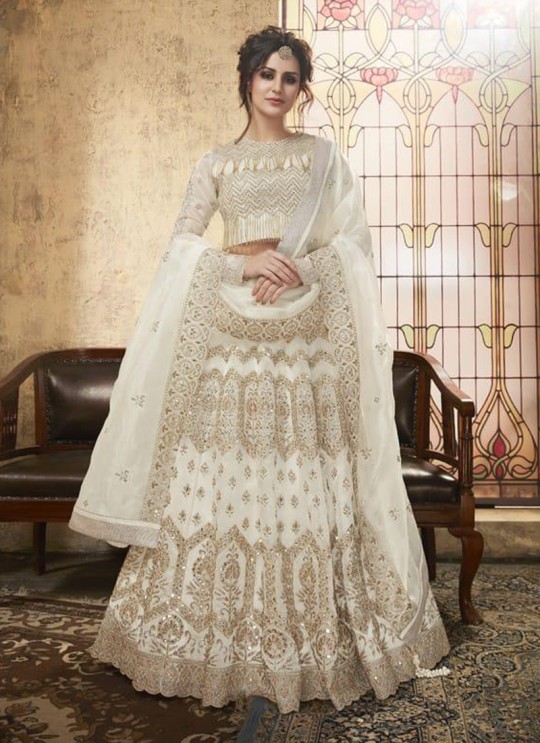 White Net Wedding Wear A-Line Lehenga Choli Festive 28003 set By Zoya SC/013913