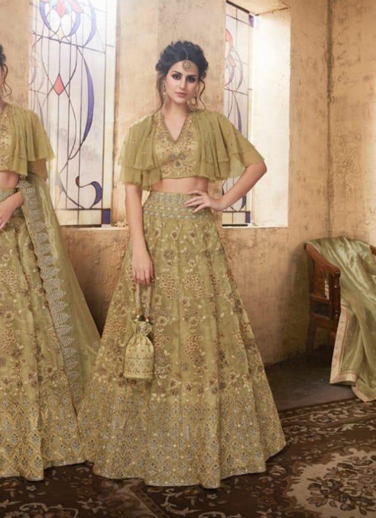 Olive Net Wedding Wear A-Line Ghagra Choli Festive 28004 By Zoya SC/013667
