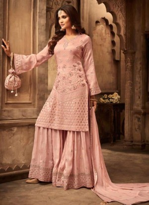 Online Shop Peach Georgette Wedding Wear Palazzo Suit Moments 29001 Set By Zoya SC 014023 Salwar Suits Expoter Mumbai suryavansicreation