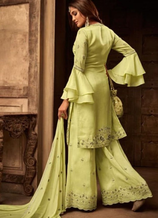 Green Georgette Wedding Wear Palazzo Suit Moments 29004 Set By Zoya SC/014023