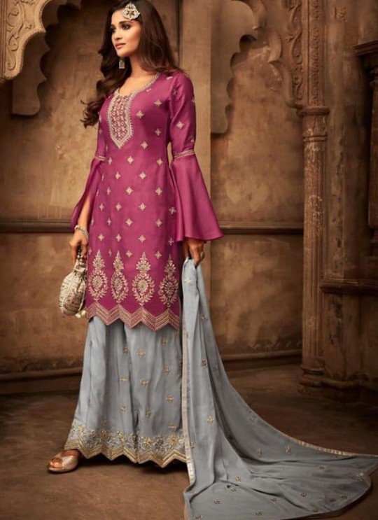 Fuchsia Georgette Wedding Wear Palazzo Suit Moments 29006 Set By Zoya SC/014023 Fuchsia Georgette Wedding Wear Palazzo Suit Moments 29006 Set By Zoya SC/014023
