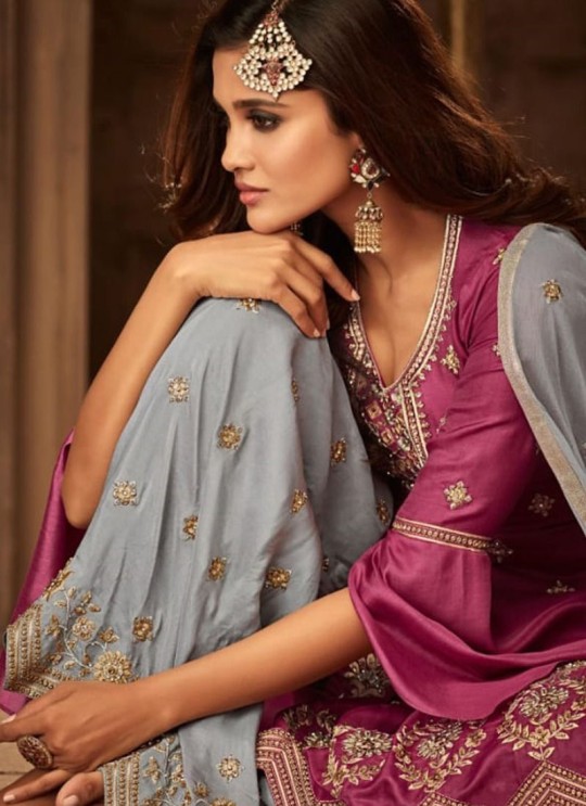 Fuchsia Georgette Wedding Wear Palazzo Suit Moments 29006 Set By Zoya SC/014023 Fuchsia Georgette Wedding Wear Palazzo Suit Moments 29006 Set By Zoya SC/014023
