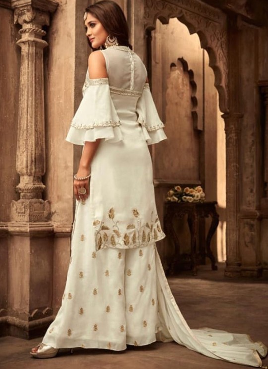 Off White Georgette Wedding Wear Palazzo Suit Moments 29008 Set By Zoya SC/014023