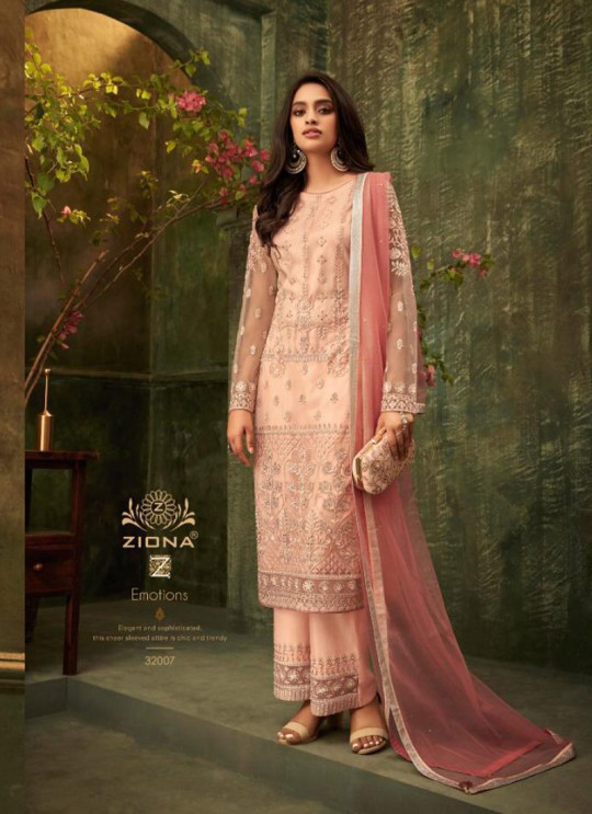 Pink Net Party Wear Pant Style Suit Emotions 32007 By Zoya