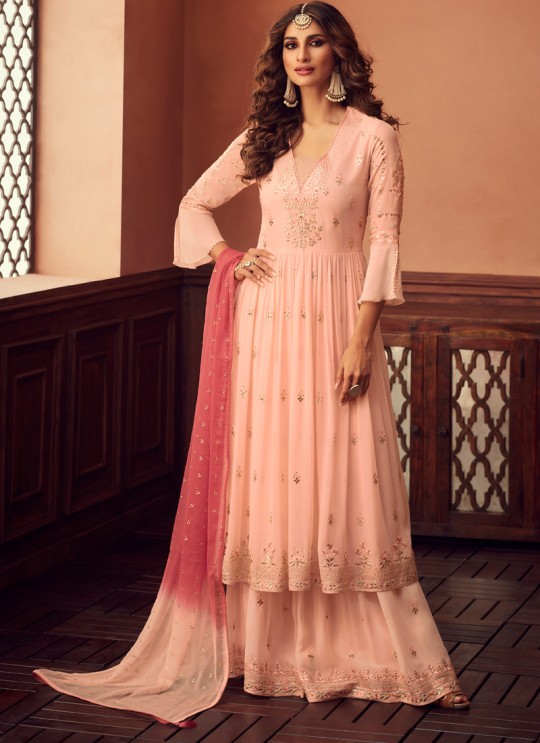 Peach Palazzo Suit For Bridesmaids Traditional 34006 By Zoya