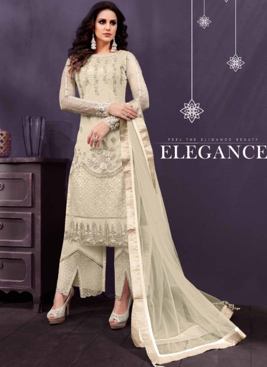 Cream Party Wear Embroidered Pant Style Suit Ziona 25013 By Zoya