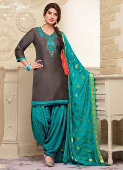 Grey Jam Silk Cotton Embroidered Punjabi Suit Patiala Club Vol-3 1030 By Sparrow