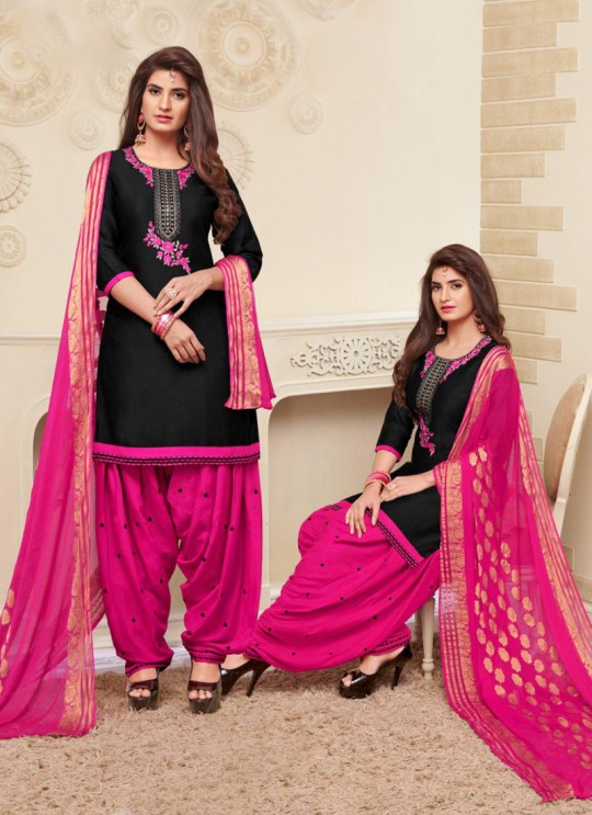 Black Jam Silk Cotton Embroidered Punjabi Suit Patiala Club Vol-3 1034 By Sparrow