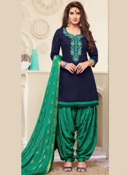 Blue Jam Silk Cotton Embroidered Punjabi Suit Patiala Club Vol-3 1035 By Sparrow