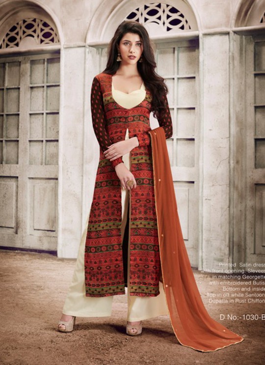 Multicolor Satin Georgette Printed Party Wear Pakistani Suit Nairra Engrave 1030B Color By Nakkashi SC/004045