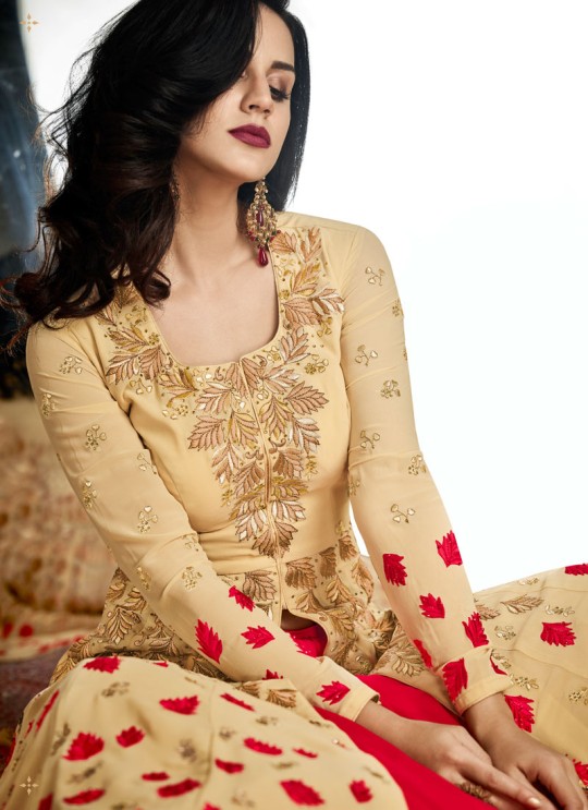 Cream Georgette Embroidered Floor Length Anarkali Suit  Vidhisha 31005 By Arihant