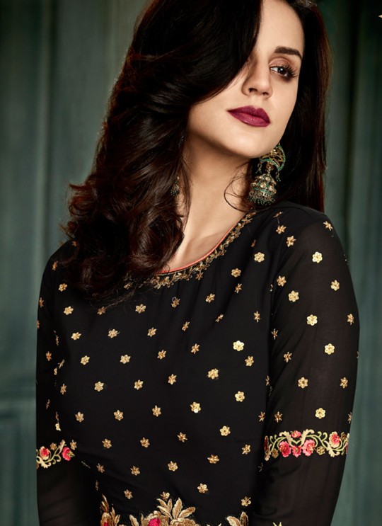 Black Georgette Embroidered Floor Length Anarkali Suit  Vidhisha 31006 By Arihant
